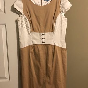 Antonio Melani tan and white dress